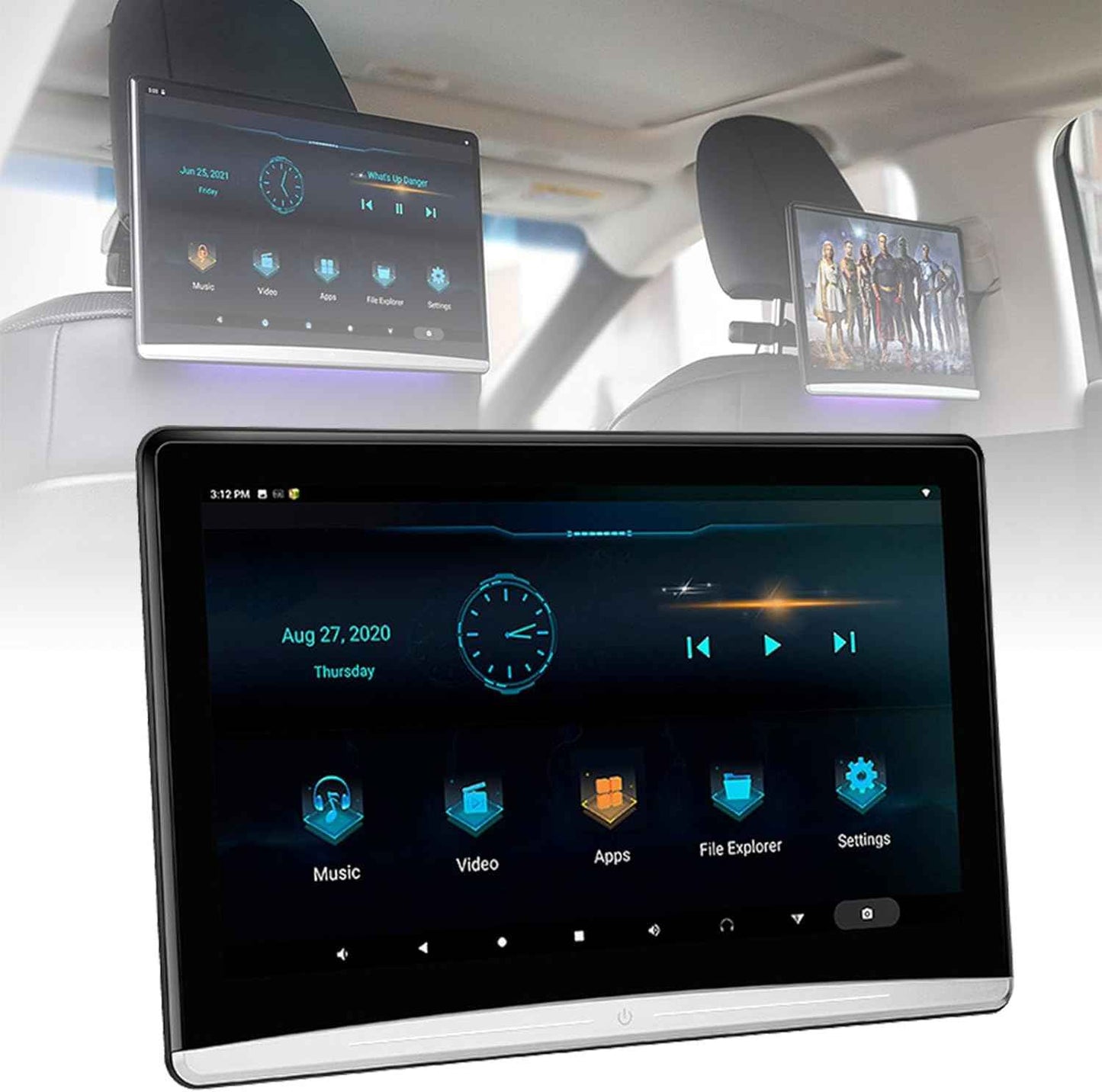 HEAD REST 10.6INCH ANDROID 2GB RAM 16GB STORAGE VER.13 (PAIR) .