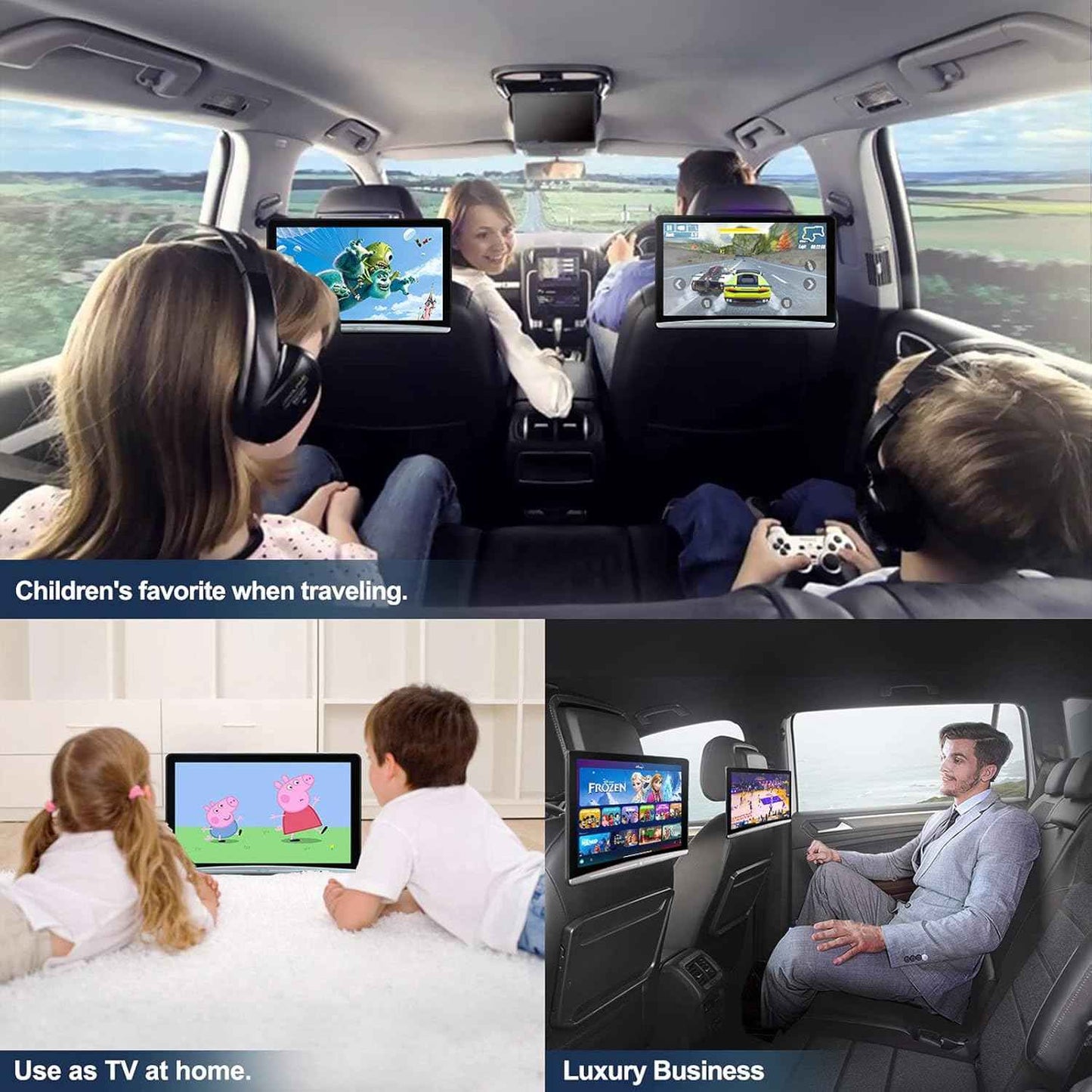HEAD REST 10.6INCH ANDROID 2GB RAM 16GB STORAGE VER.13 (PAIR) .
