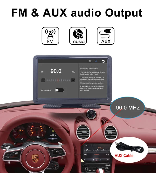 7” Wireless CarPlay & Android Auto Car Display with Wi-Fi, FM & Mirror Link