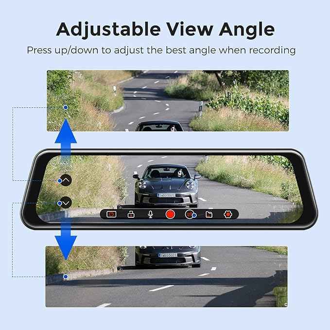 Azdome PG17 2CH Mirror Dash Cam 4K with 12" Touch Screen 64GB منظرة الداش كام الذكية أزدوم