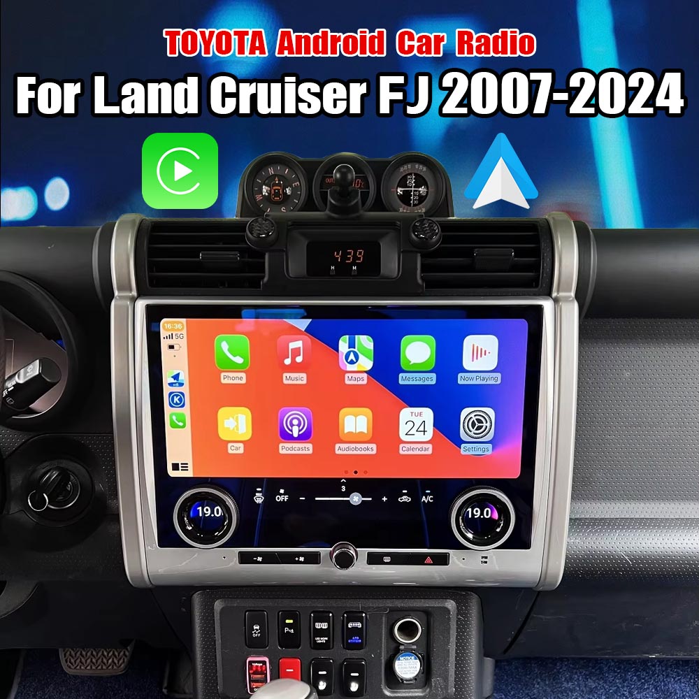 Toyota Fj Cruiser 2008-2024 (13.3-inch) 8 GB 128 STORAGE Android Monitor with Knobs (Silver)