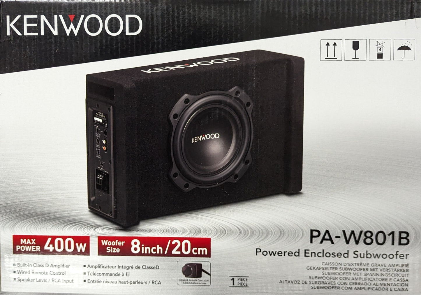 Kenwood Active Compact 400W Subwoofer Enclosure PA-W801B PAW801B