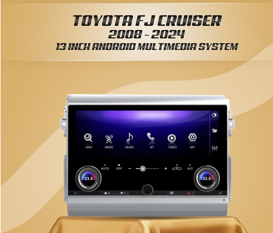 Toyota Fj Cruiser 2008-2024 (13.3-inch) 8 GB 128 STORAGE Android Monitor with Knobs (Silver)