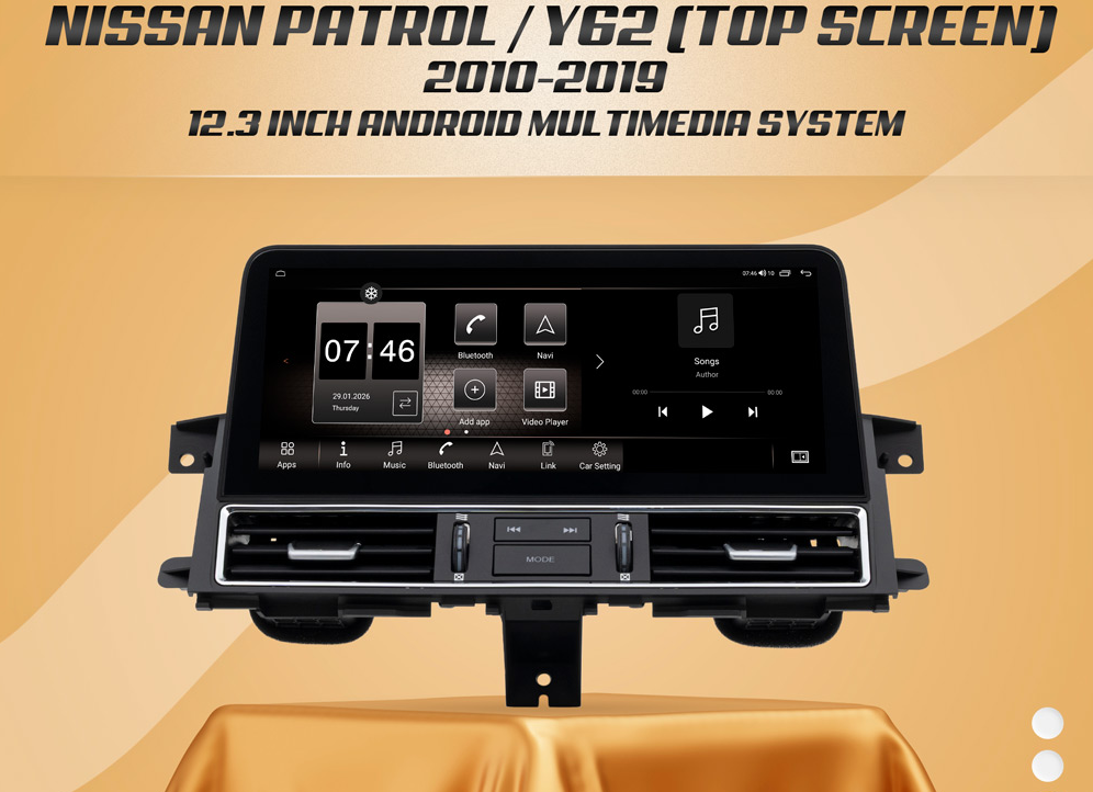 Nissan Patrol Y62 2010-2019 (12.3-Inch) 8 GB RAM 128 GB STORAGE Android Multimedia System (Top Screen)
