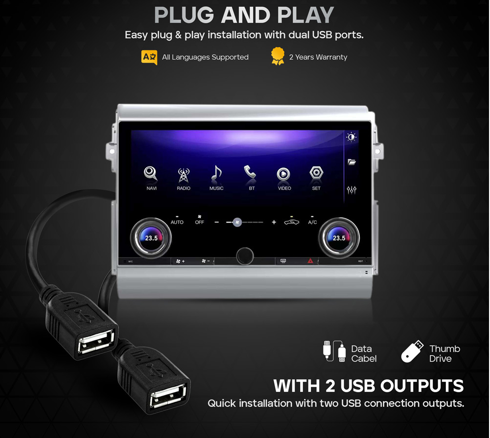 Toyota Fj Cruiser 2008-2024 (13.3-inch) 8 GB 128 STORAGE Android Monitor with Knobs (Silver)