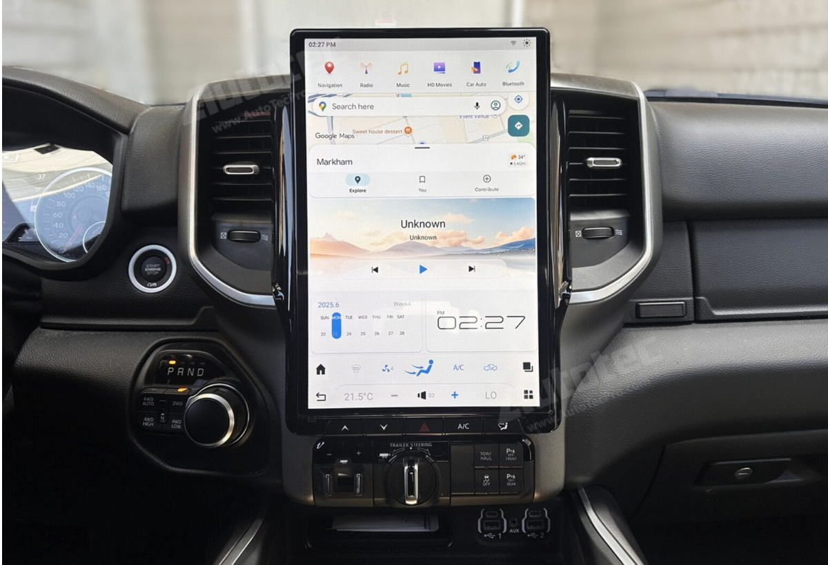 Dodge RAM (2019 – 2024) 14.4″ IPS QHD 2K Touch-Screen Android Navigation System | Android 13 | GPS | BT | Wifi | CarPlay | Android Auto | 4G LTE