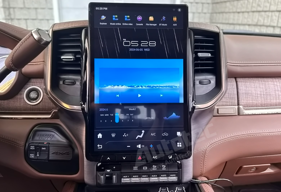 Dodge RAM (2019 – 2024) 14.4″ IPS QHD 2K Touch-Screen Android Navigation System | Android 13 | GPS | BT | Wifi | CarPlay | Android Auto | 4G LTE