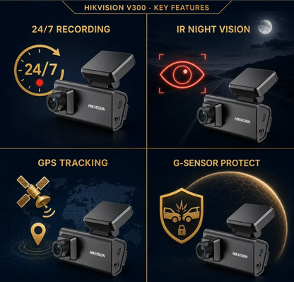 HIK VISION V300 3CH Front, Cabin and Rear 1080p dash cam 4G - AE-DC2032