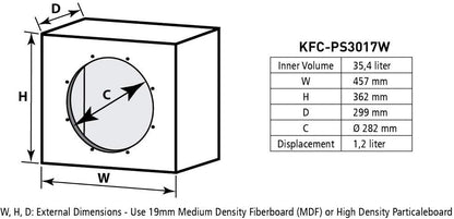 Kenwood Car Audio KFC-PS3017W PS-Series 30cm 12" 2000w Single VC 4Ohm Subwoofer