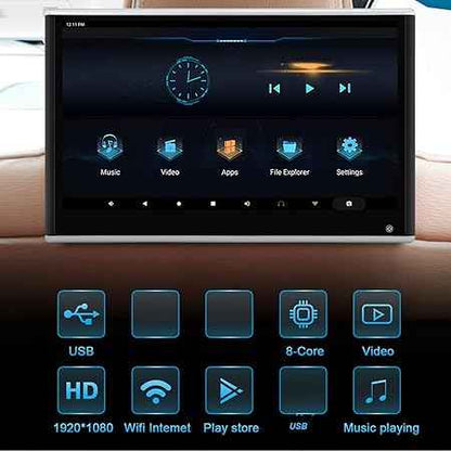 HEAD REST 10.1INCH ANDROID 2GB RAM 32GB STORAGE VER.13 (PAIR) BLK .