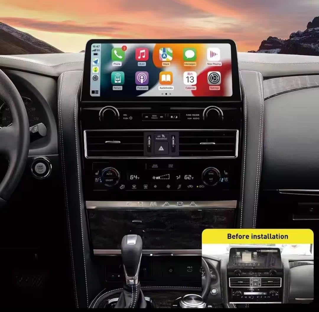 Nissan Patrol Y62 2010-2019 (12.3-inch) Android Multimedia with Side panel and Wireless Charger (Black)