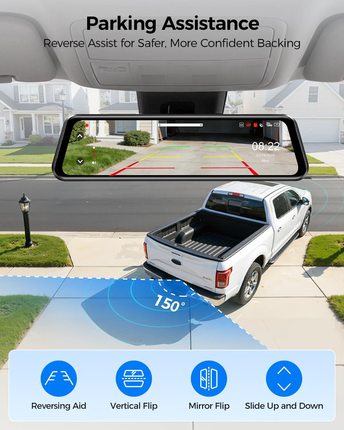 AZDOME PG17 Ultra 4K+4K 2CAM Mirror Dash Cam, Rear View Mirror Camera