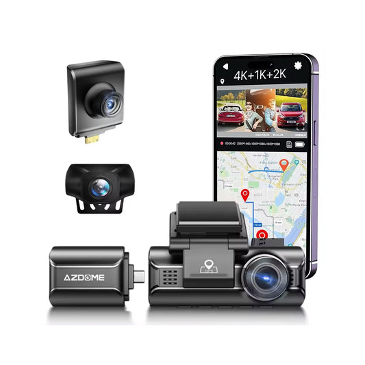 Dash Cam AZDOME M550MAX 4K 3CH 64GB SD CARD THREE CAMERA - Ultra HD Vehicle Dashboard Camera