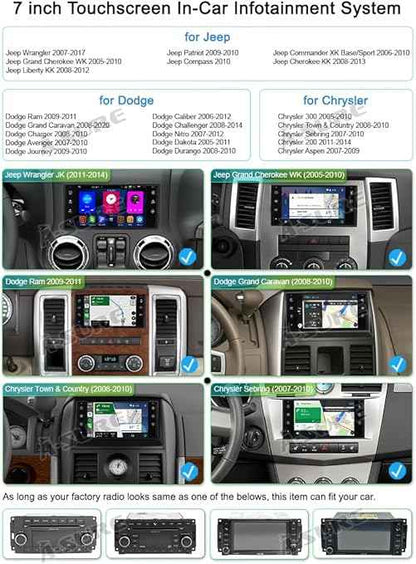 7 inch Android  Car Stereo Radio for Grand Cherokee,Jeep Wrangler,Dodge Ram 1500,Chrysler 300 , 4+32GB Touchscreen in-Dash GPS Navigation Unit with Wireless Carplay Android Auto
