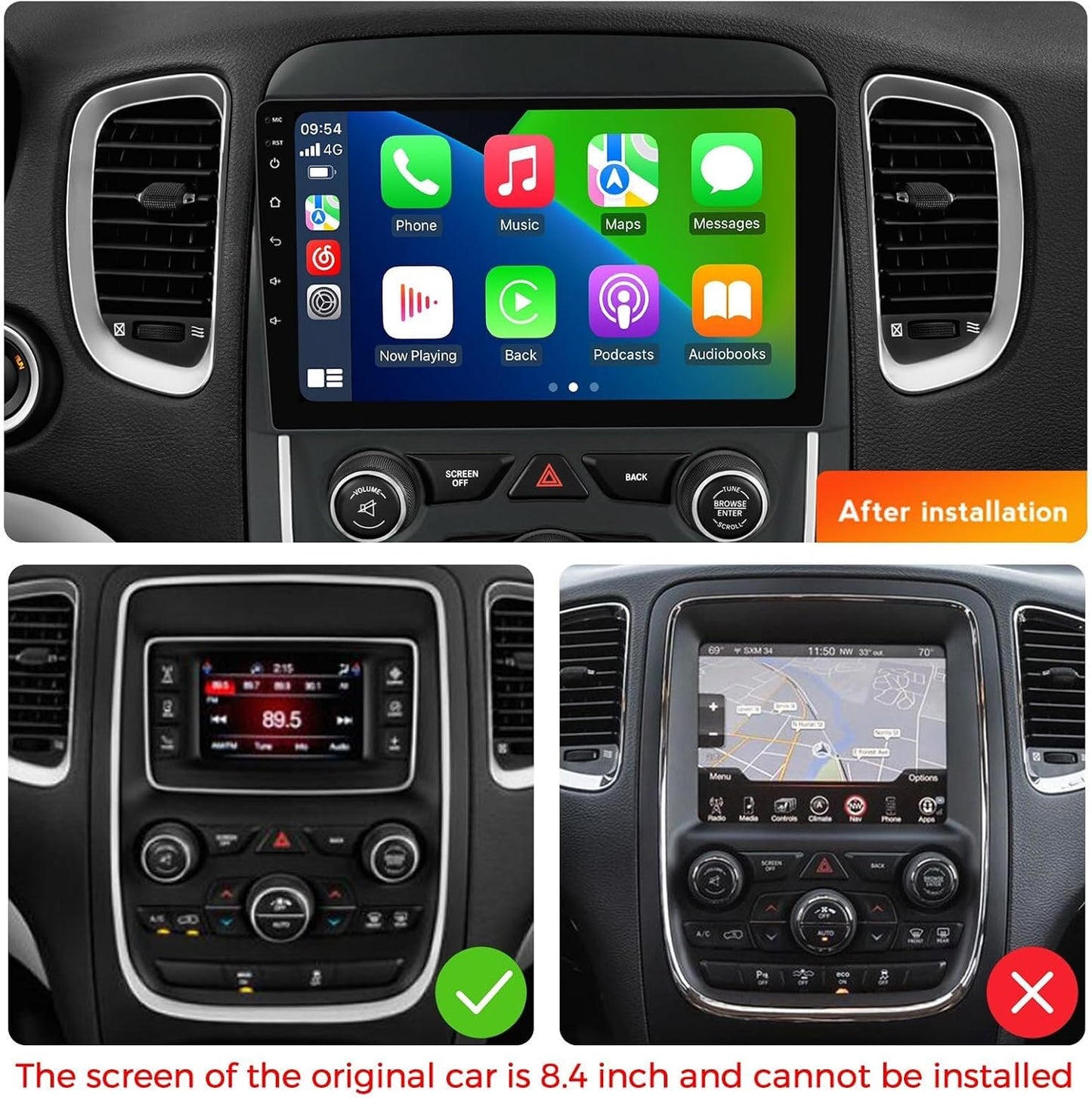 Car Radio Stereo for Dodge Durango 2014-2020, Android 13, 9" IPS Touch Screen Upgrade Dash Kit with Car-Play & Android Auto, GPS Navigation DSP