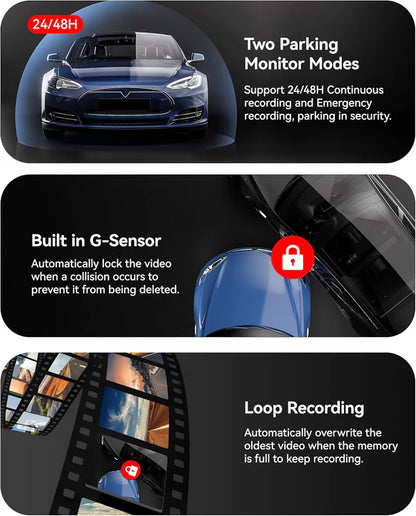 DASH CAM MIRROR FULL SCREEN DUAL CAMERA 4K WDR (MR 2CAM 4K) 2CH.