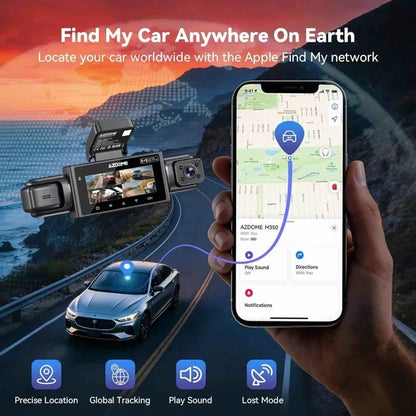 AZDOME M350 4 Channel 360 Dash Cam Front 2.5K,1080P Rear Left Right Camera for Cars, IR Night Vision Built-in GPS with Find My Voice Control, 5G WiFi,Supercapacitor