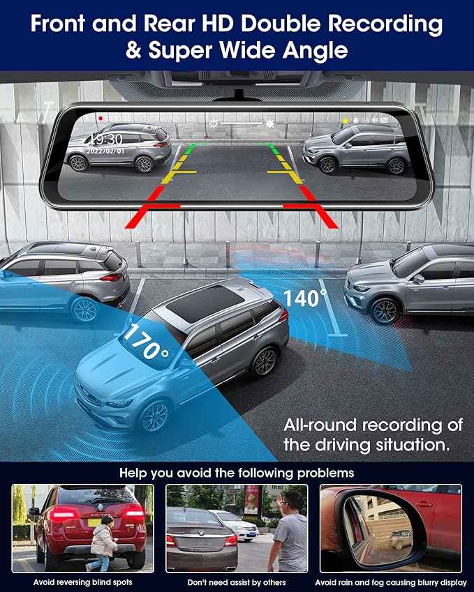 Dashcam AZDOME AR09 4K MIRROR Dashcam Screen 9.66"