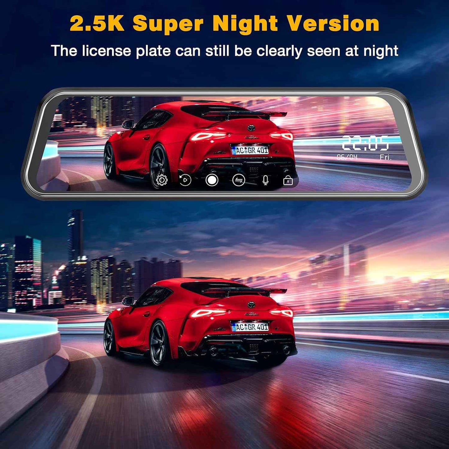 Dashcam MIRROR FULL SCREEN DUAL CAMERA 2K (MR 2CAM) .