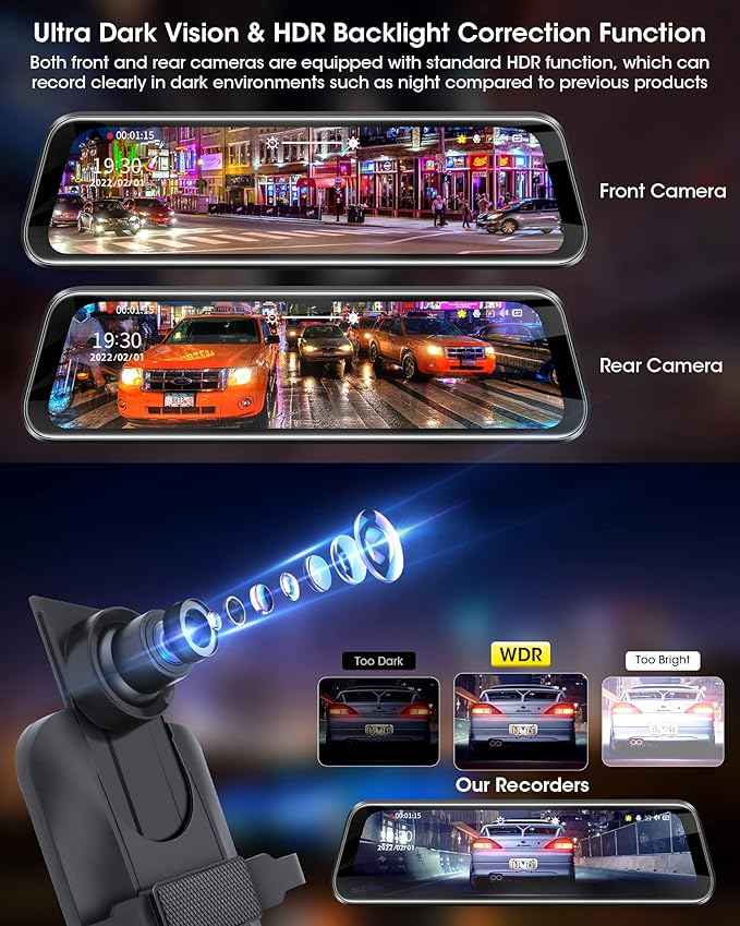 Dashcam AZDOME AR09 4K MIRROR Dashcam Screen 9.66"