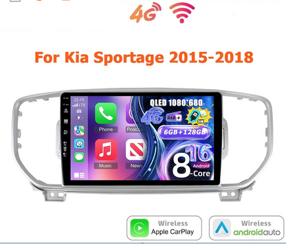 Car DVD player with radio and Android stereo system for 2015 Kia Sportage KX5, 9-inch screen with dashboard cables, frame,