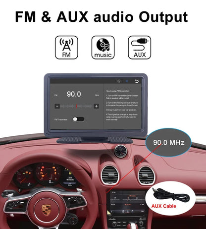7” Wireless CarPlay & Android Auto Car Display with Wi-Fi, FM & Mirror Link