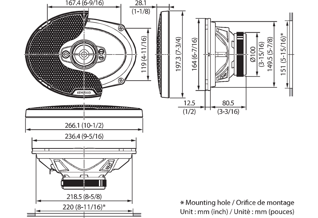 Kenwood KFC-PS6997 6"x9" 5-Way Performance Standard Series Coaxial Car Speaker System