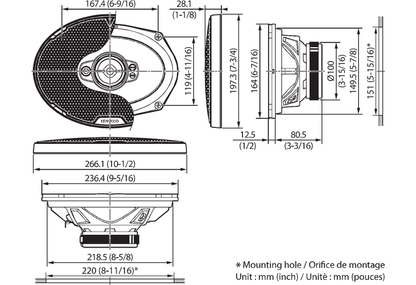 Kenwood KFC-PS6997 6"x9" 5-Way Performance Standard Series Coaxial Car Speaker System
