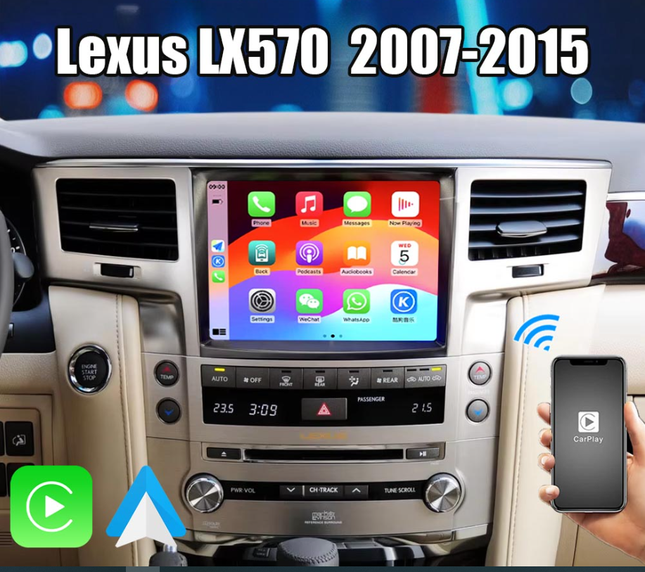 Clayton Lexus LX570 2008-2015 (9-inch) 8 GB RAM 128 STORAGE Android Multimedia System, QLED HD Display, CarPlay & Android Auto