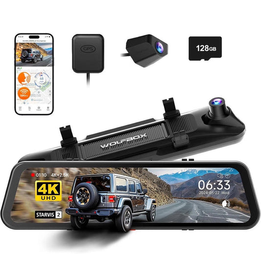 WOLFBOX G900 pro Cabin Version 2 Channel 4K Rear View Mirror Camera, STARVIS 2 IMX678 Night Vision,4K+1080P+2.5K Front Inside and Rear Mirror Dash Cam,5.8GHz WiFi,Voice Control. (Copy)