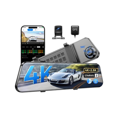 AZDOME Mirror Dash Cam PG17 Max 4K+2.5K with ADAS, BSD and LCA, 12" Rear View Mirror Camera