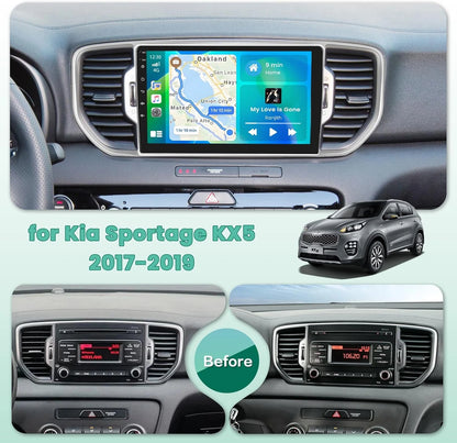 Car DVD player with radio and Android stereo system for 2015 Kia Sportage KX5, 9-inch screen with dashboard cables, frame,