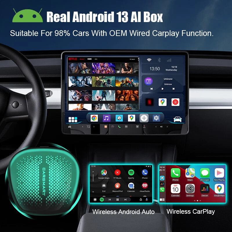 Andriod 13 Wireless Carplay 5G AI Box CP490 Android Auto Multimedia