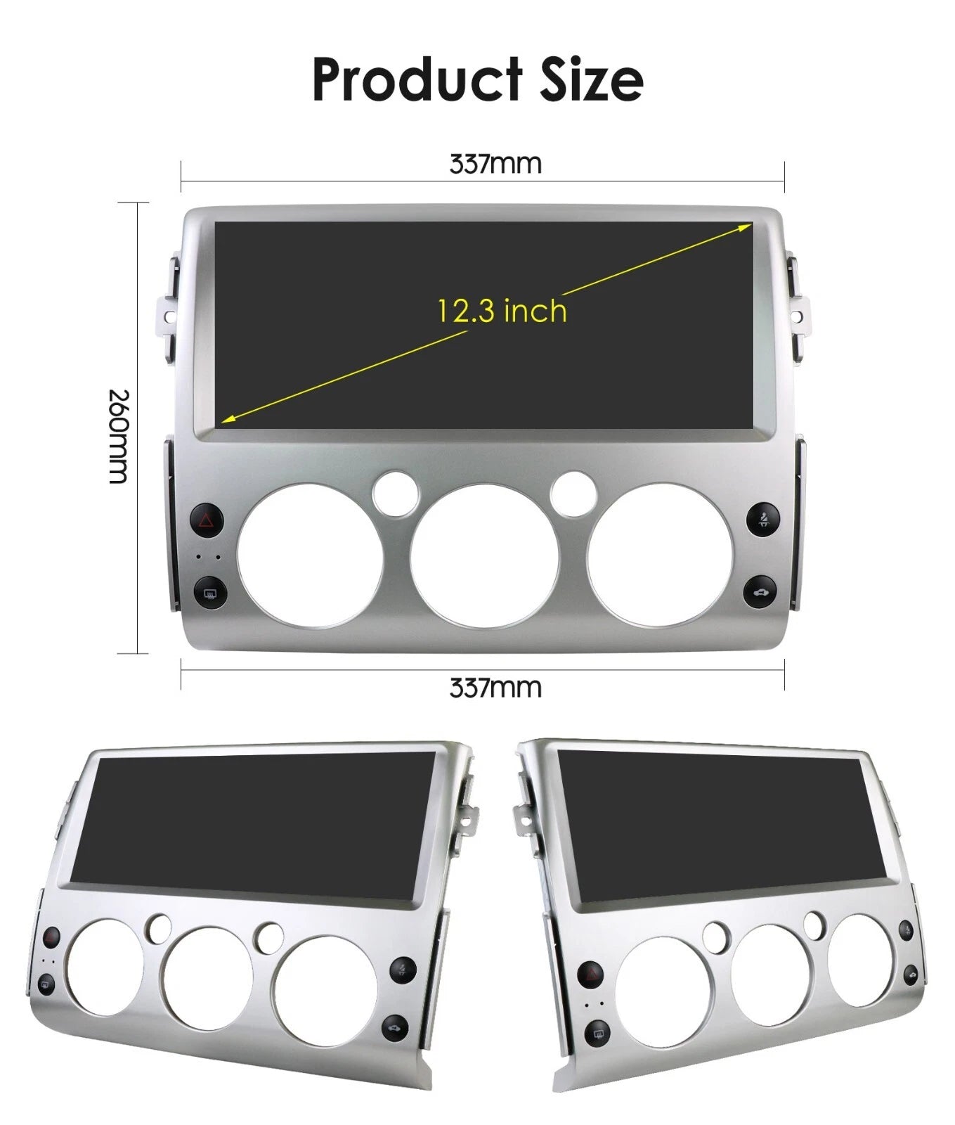 Toyota Fj Cruiser 2008-2024 (12.3-inch) 8 GB RAM AND 128 GB STORAGE Android Multimedia System (Silver)