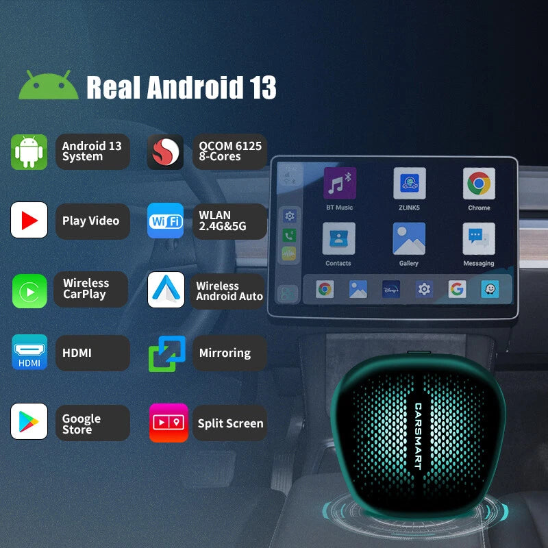 Andriod 13 Wireless Carplay 5G AI Box CP490 Android Auto Multimedia